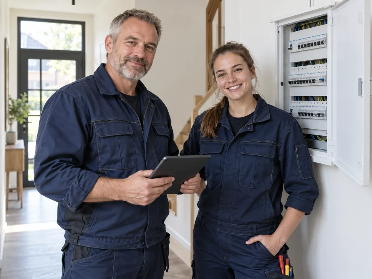 Elektricien Janssens aan het werk